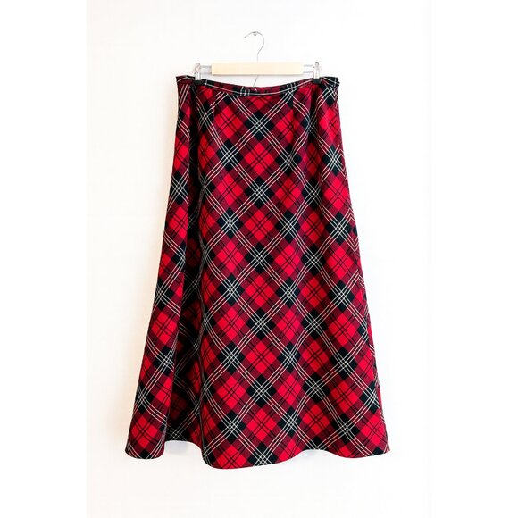 Vintage PENDLETON 100% Wool Tartan Buffalo Check Midi Skirt SZ 16 - Picture 2 of 6
